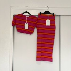 Strip shirt skirt set